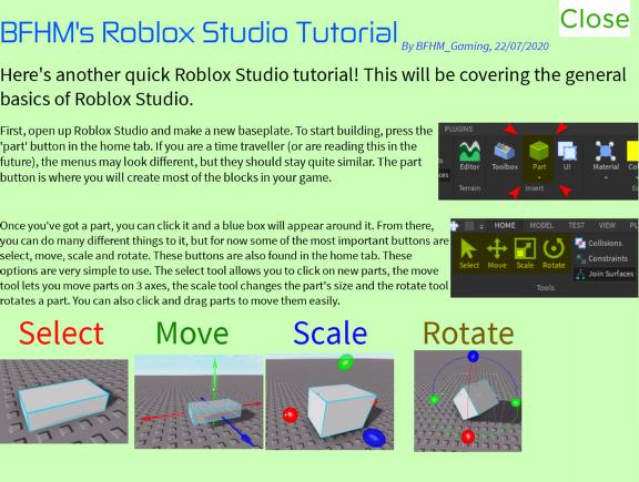 BFHM's Roblox Studio Tutorial : BFHM : Free Download, Borrow, and